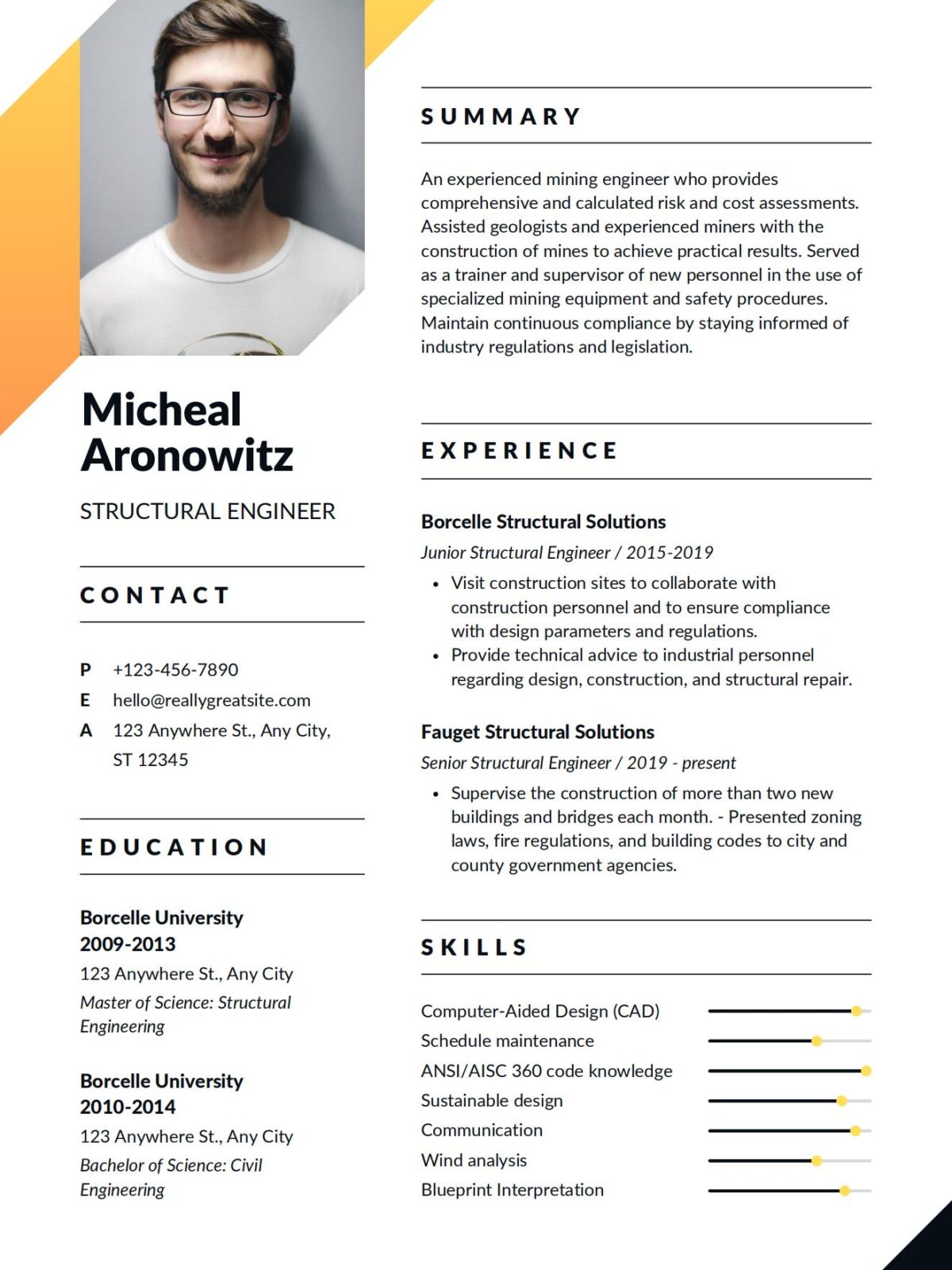 Structural-Engineer CV Resume Template