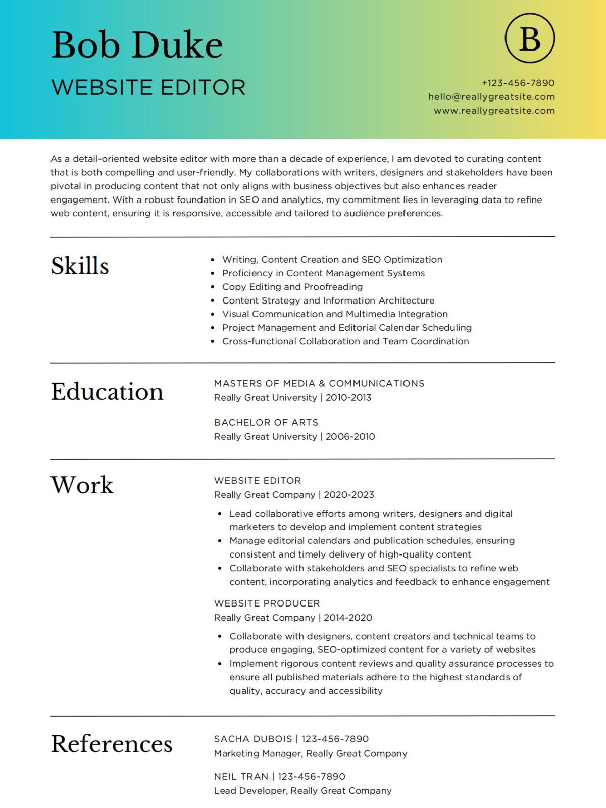 Minimalist CV Resume Template