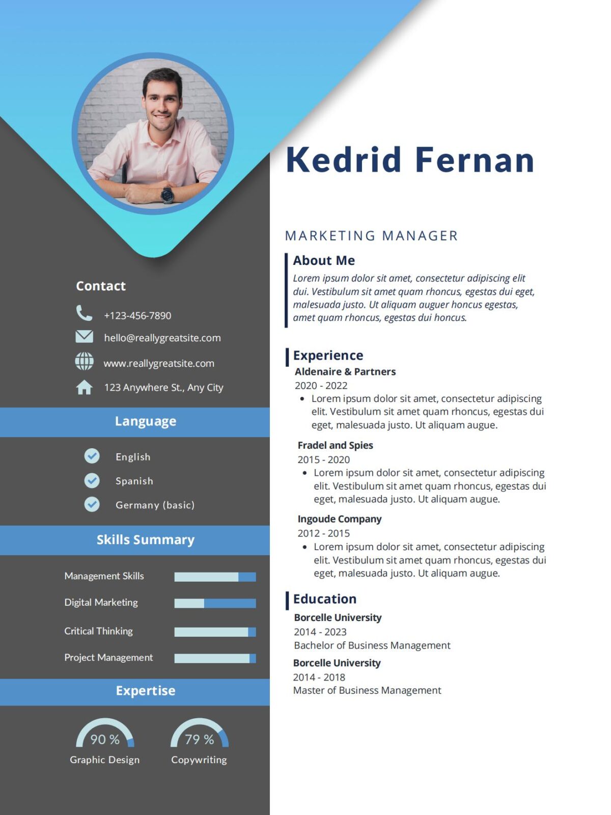 Modern Blue CV Resume Template