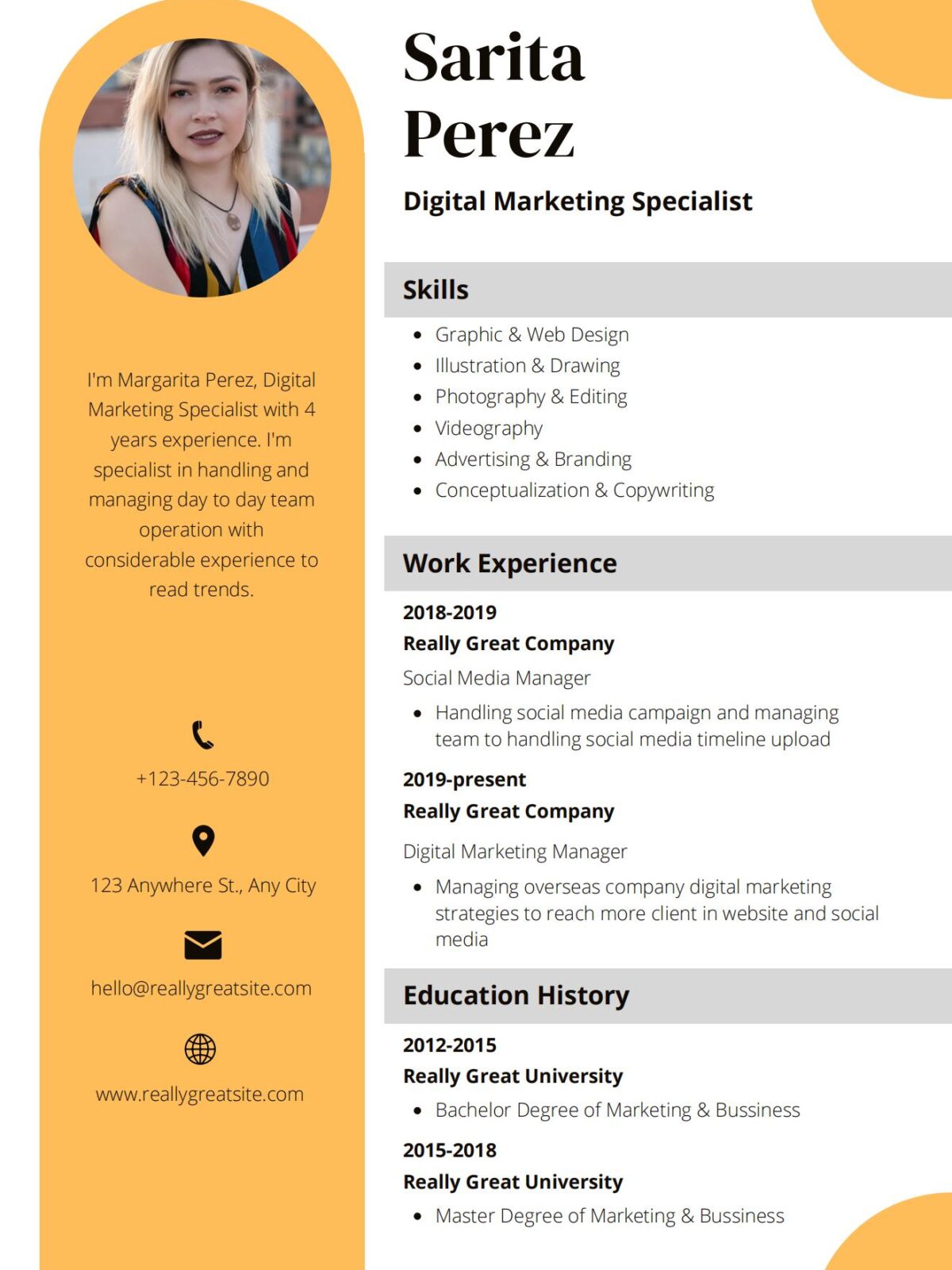 Digital-Marketing Resume Template