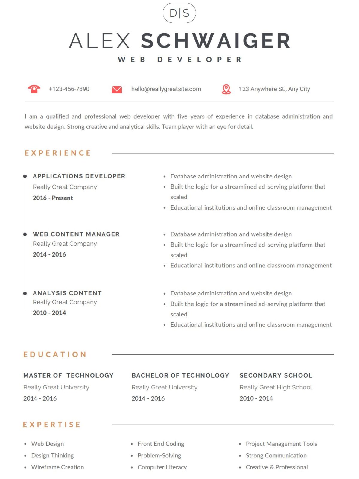 Minimalist CV Resume Template