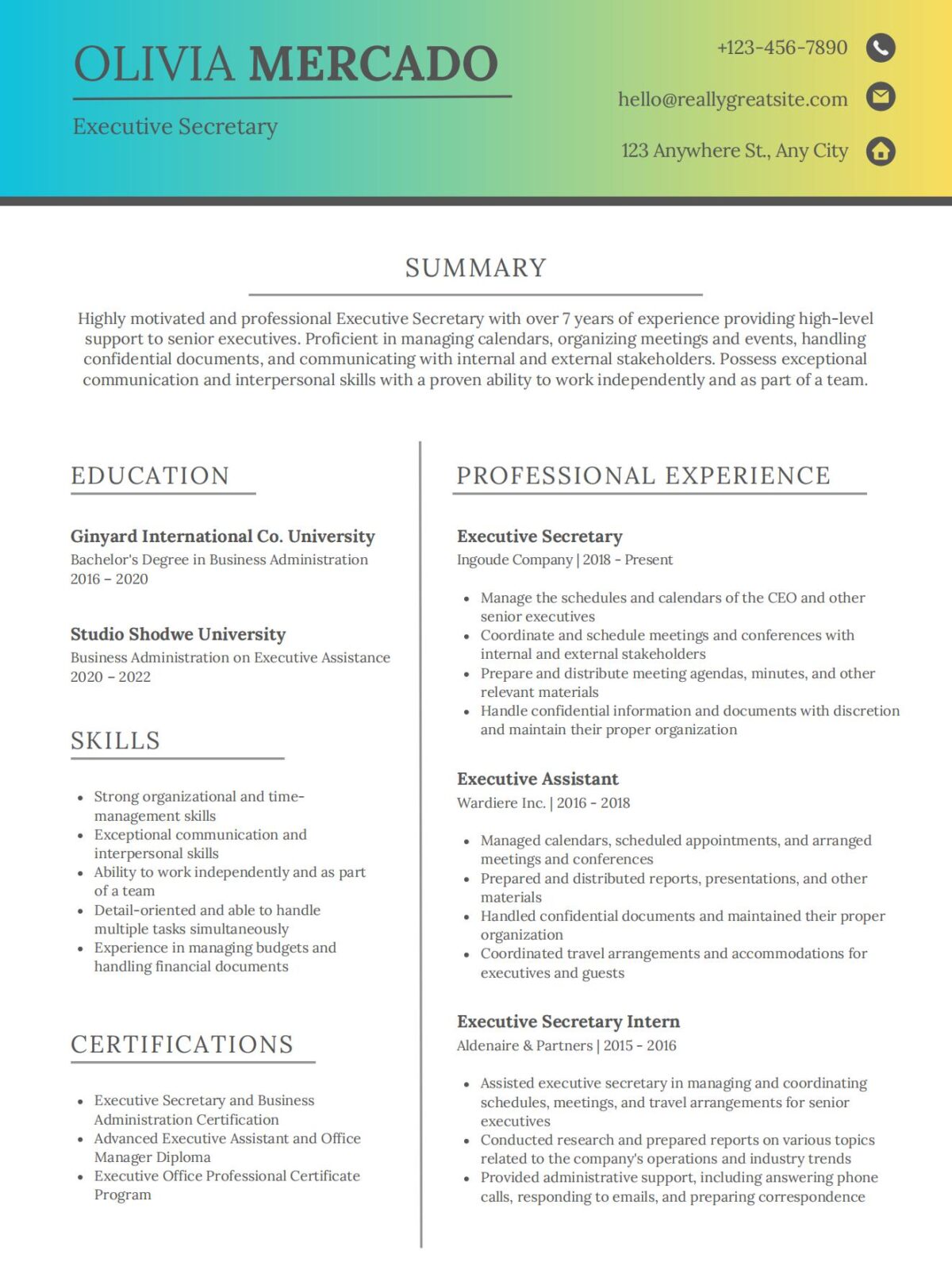 Green Clean CV Resume Template