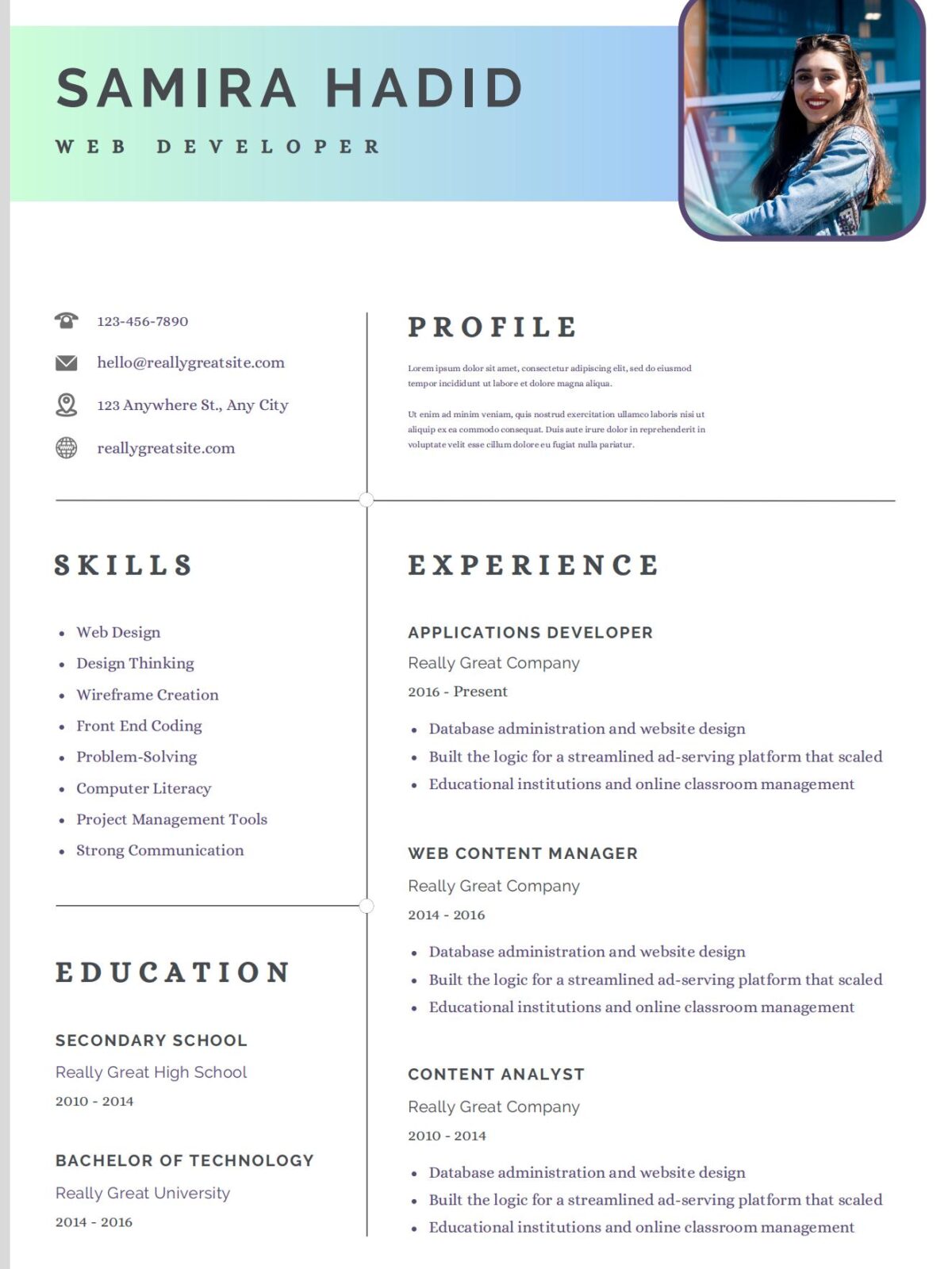 Clean Minimalist CV Resume Template