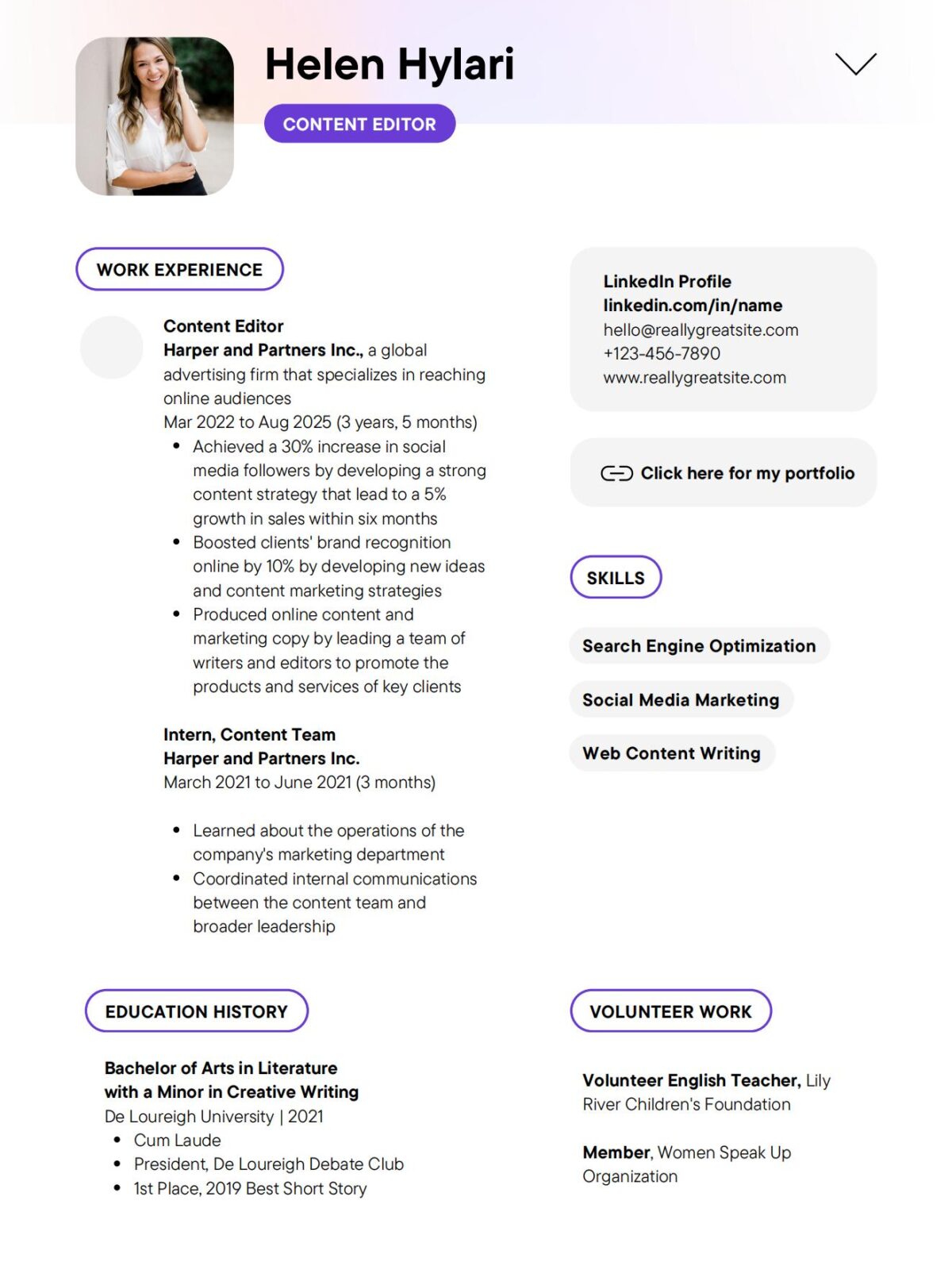 Clean Editor CV Resume Template