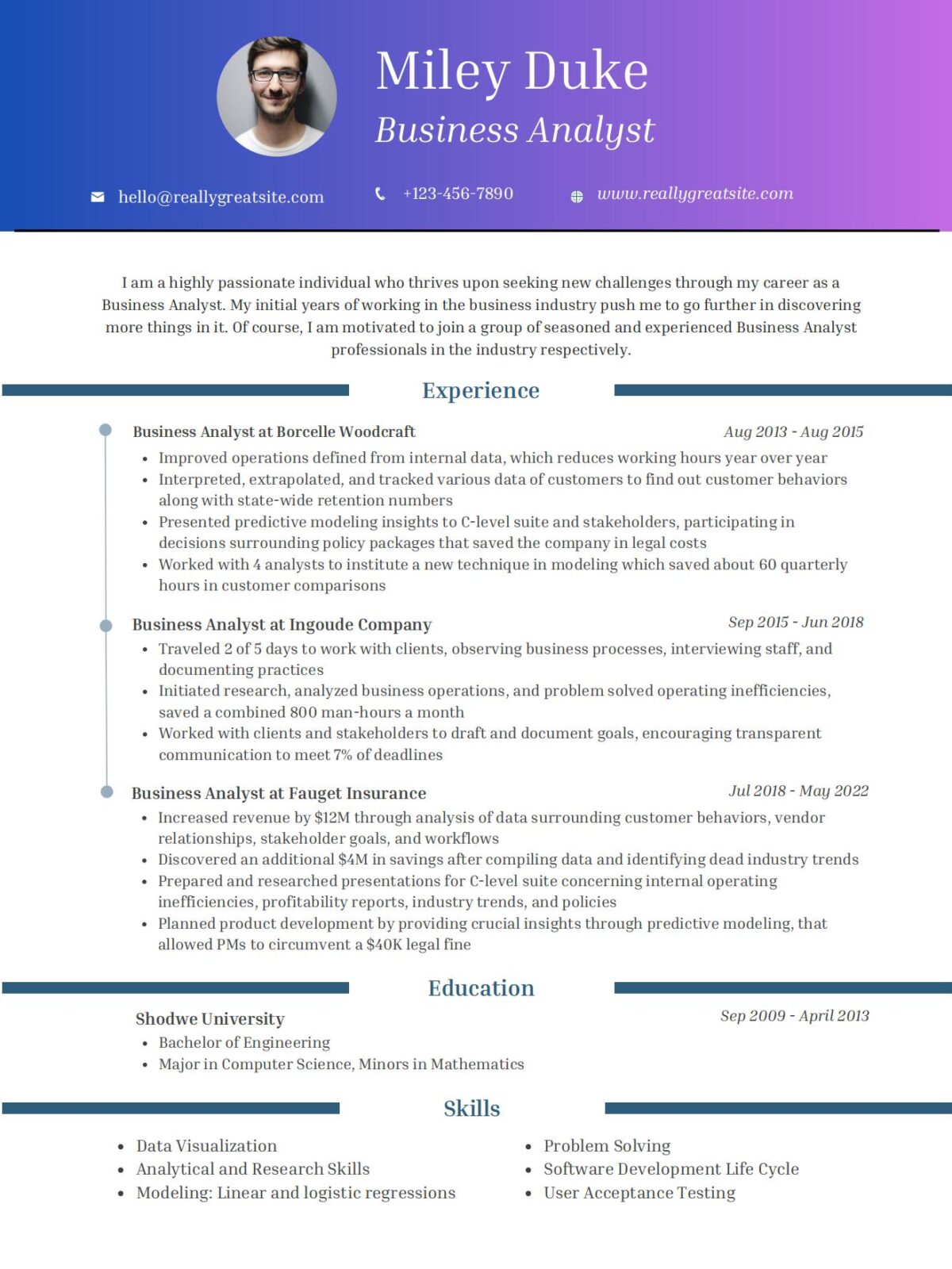 Modern Business-Analyst Resume Template