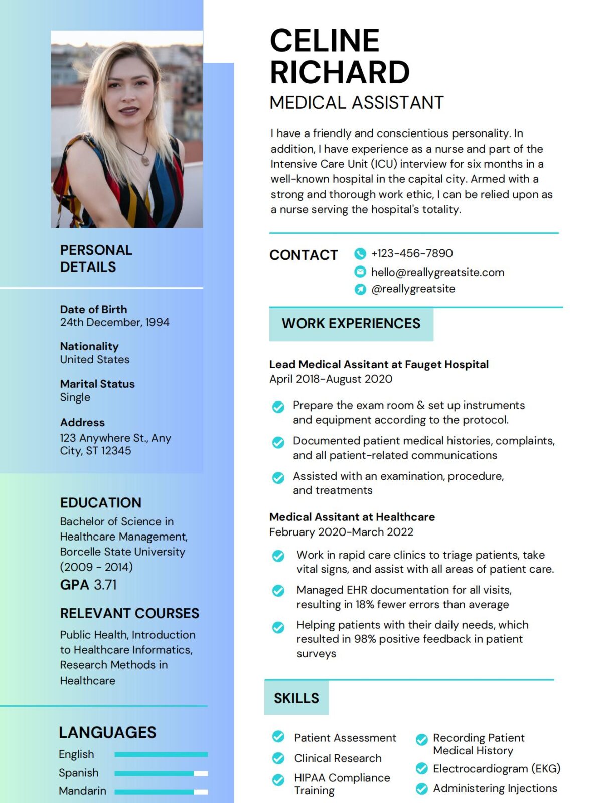 Creative Medical-Nurse CV Resume Template