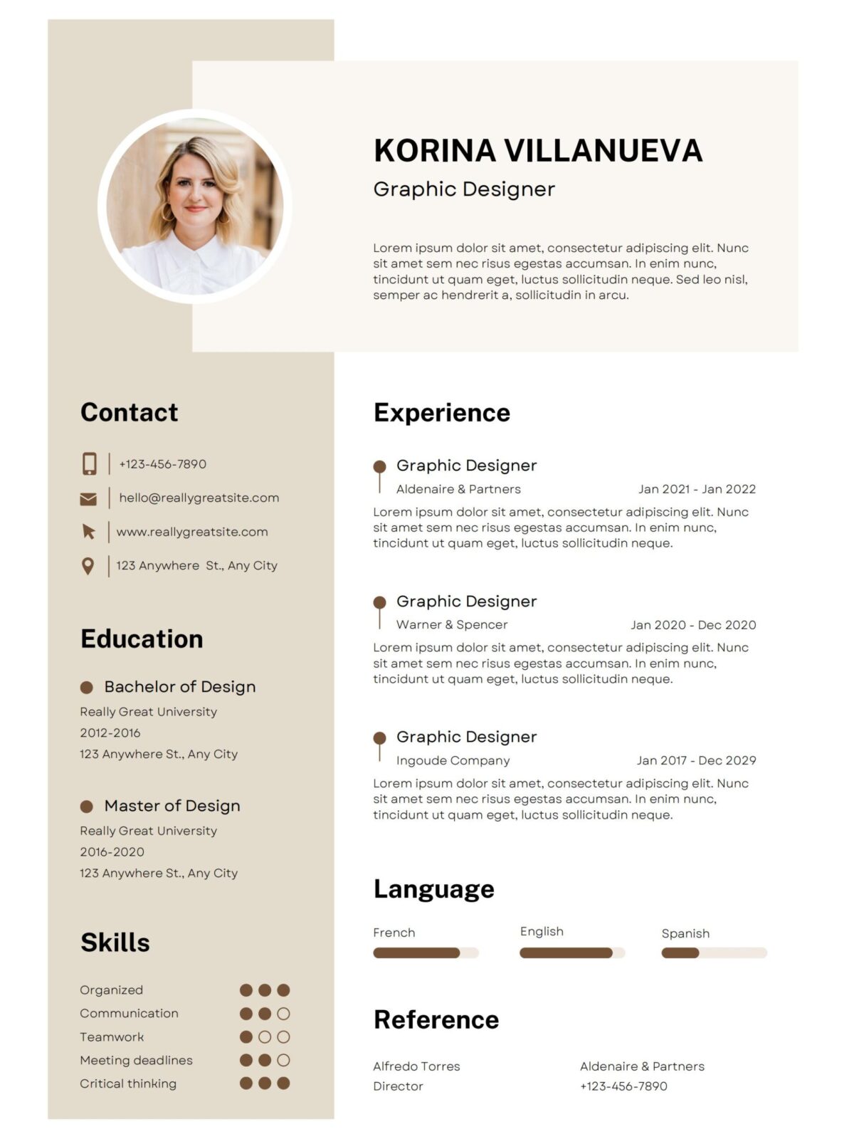 Graphic Designer Professional Cv Resume Template