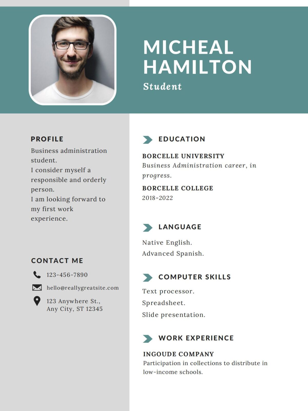 Green Simple CV Resume Template