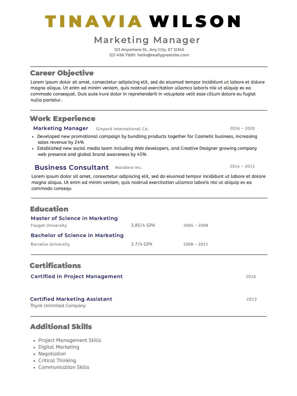 White Simple CV Resume Template