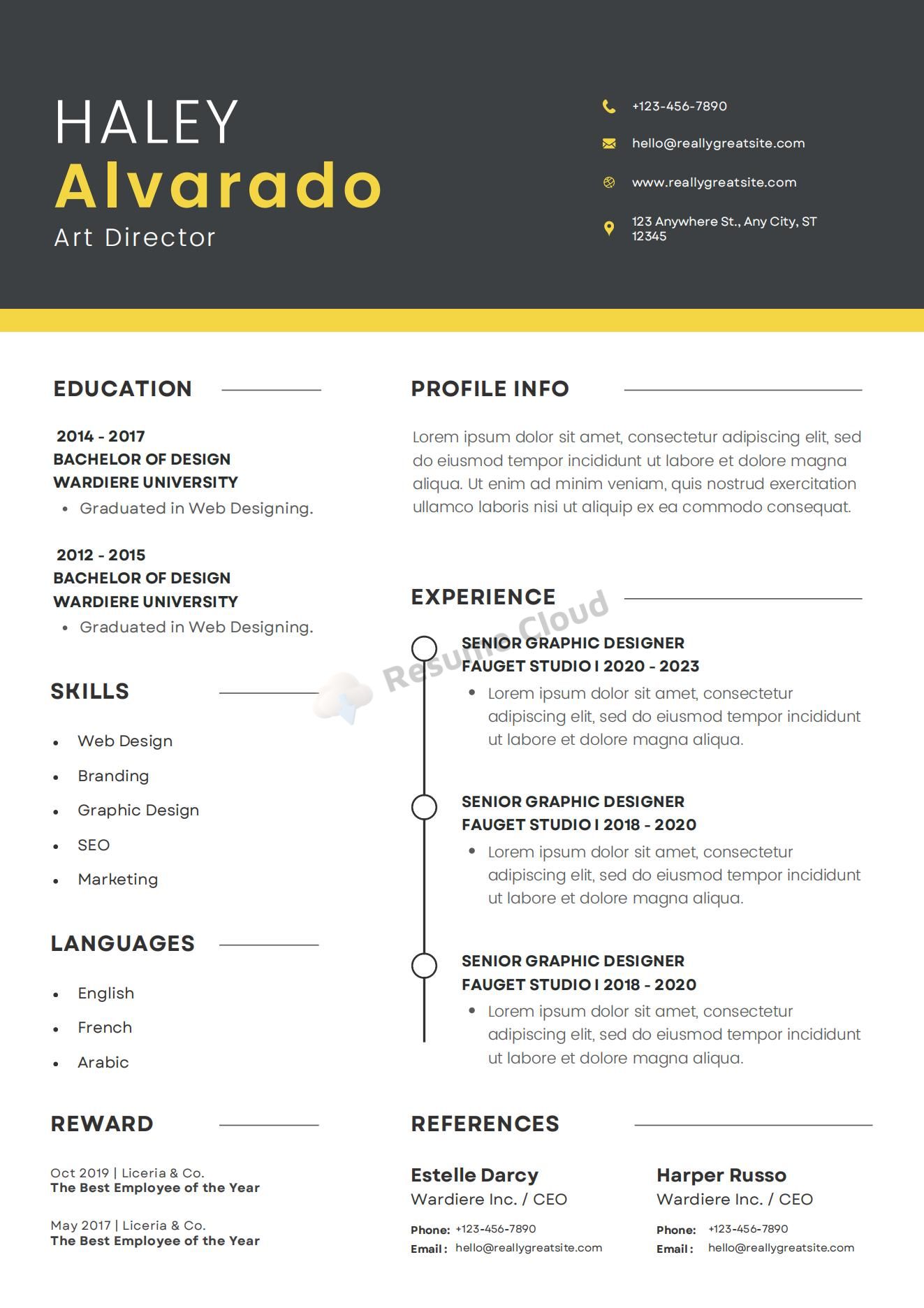 ART DESIGNER Modern CV Resume Template