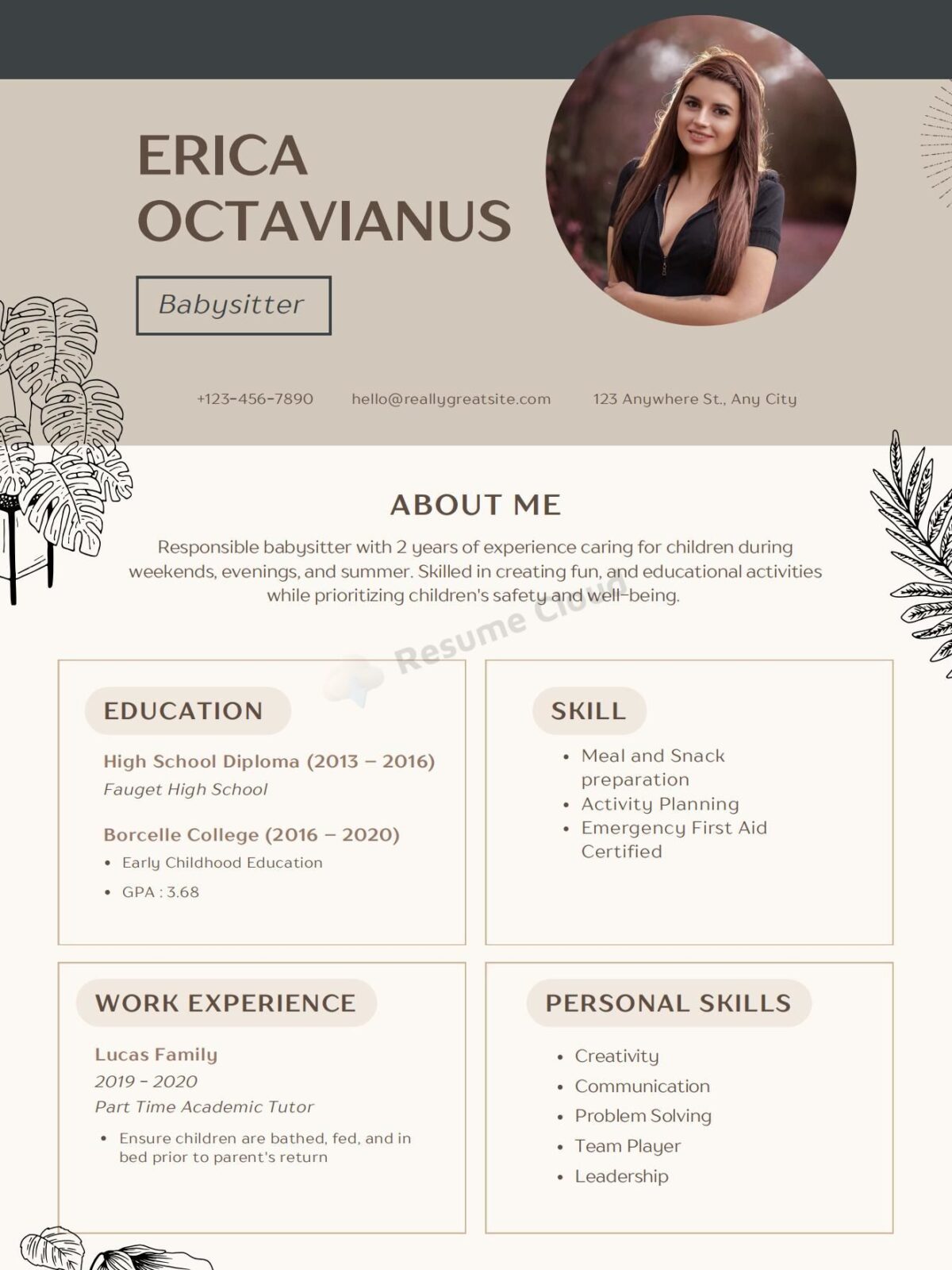 Babysitter Creative Resume CV Template