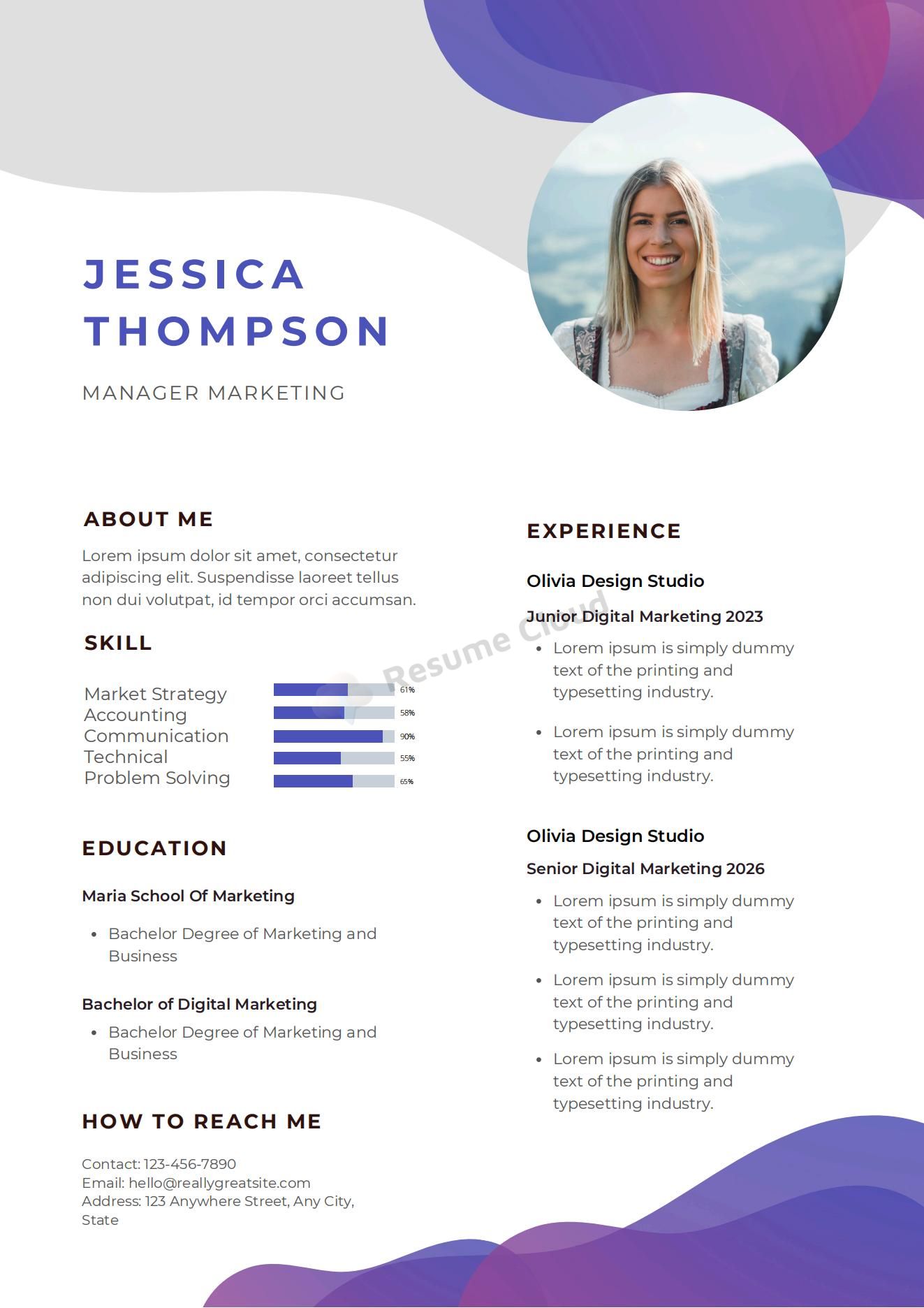 MANAGER MARKETING Resume CV Template