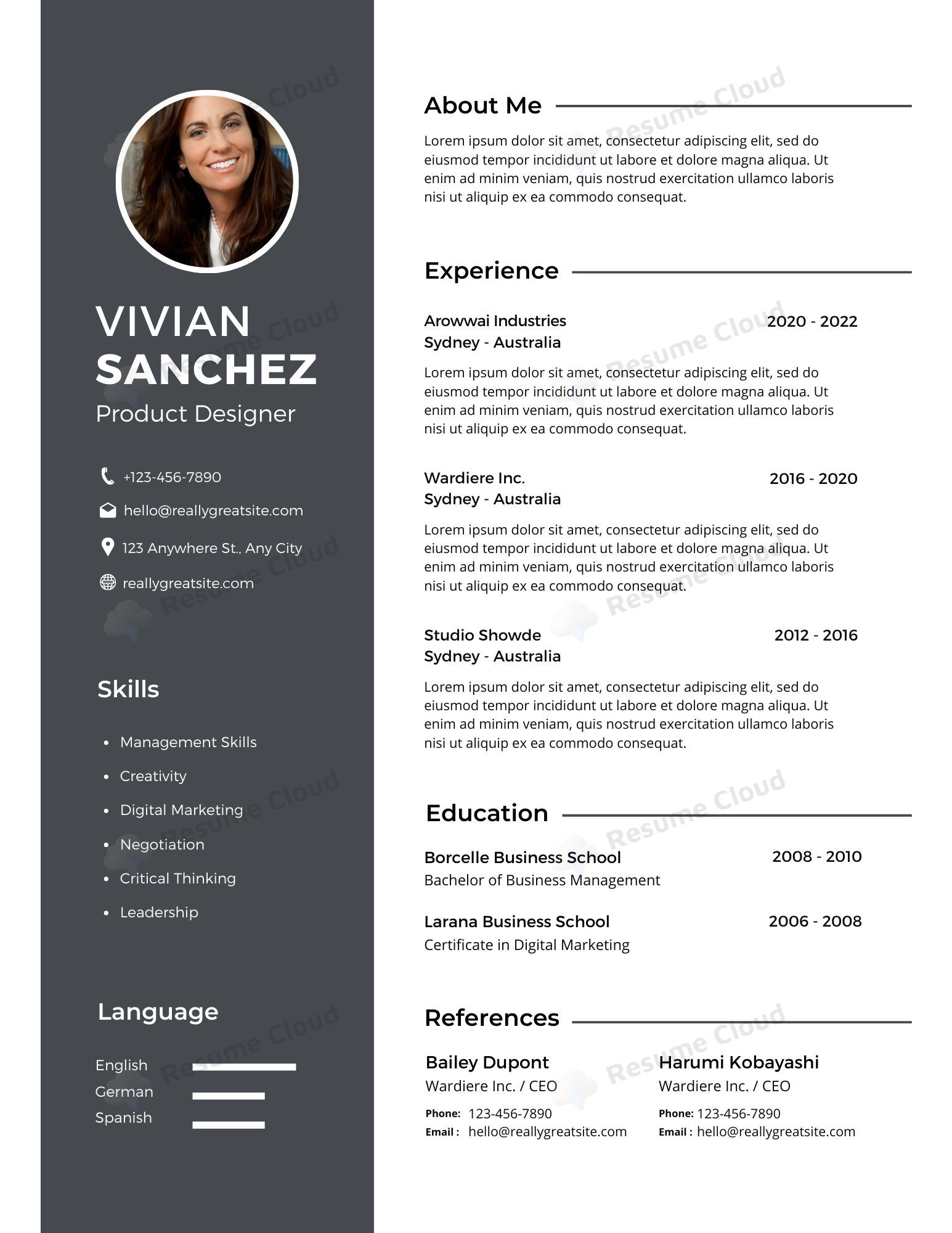 Minimalist Modern Professional CV Resume Template