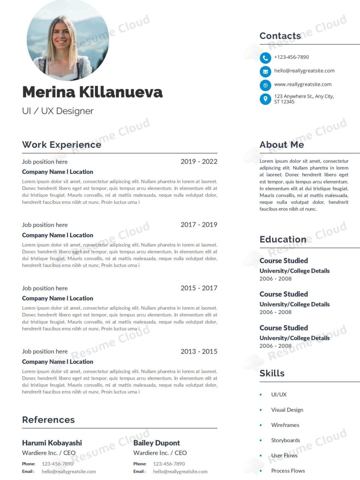 Modern Minimalist CV Resume Template