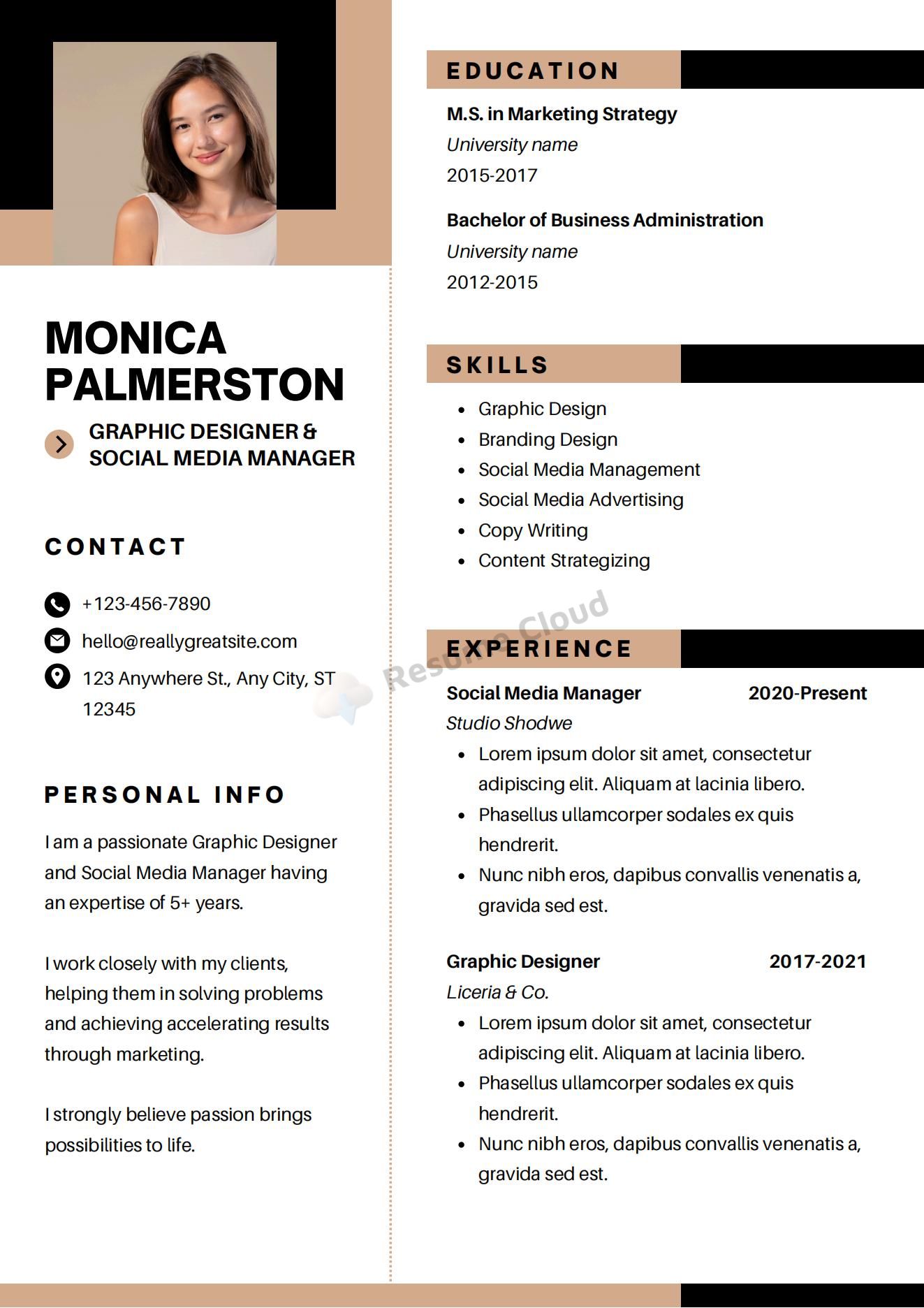 Modern Social Media Manager Resume Template