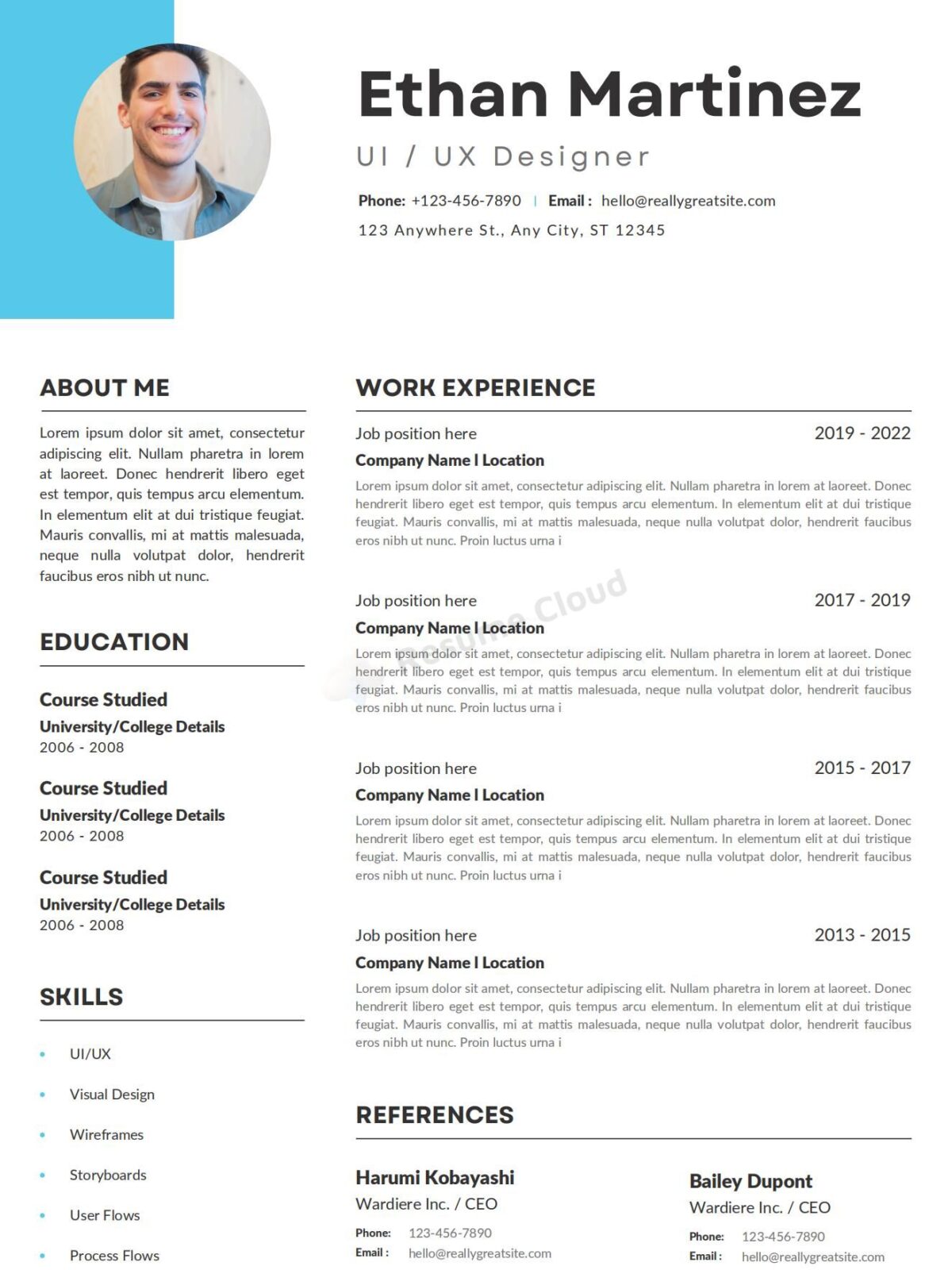 UI UX Designer Modern CV Resume Template