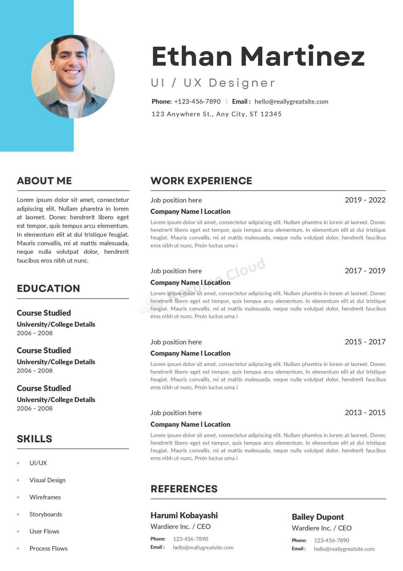 UI UX Designer Modern CV Resume Template