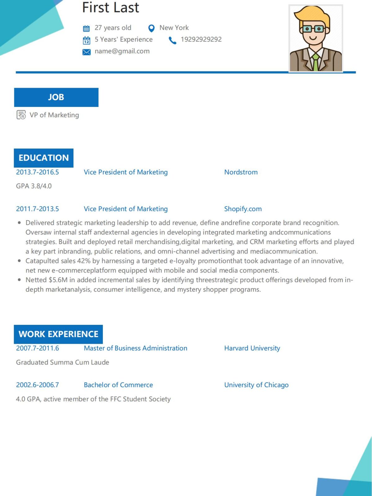 VP of Marketing Resume Template