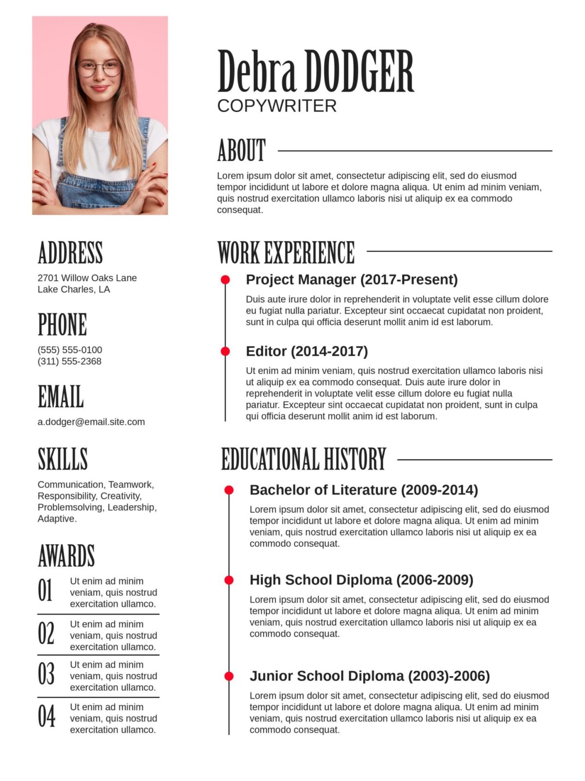 Copywriter Resume Example