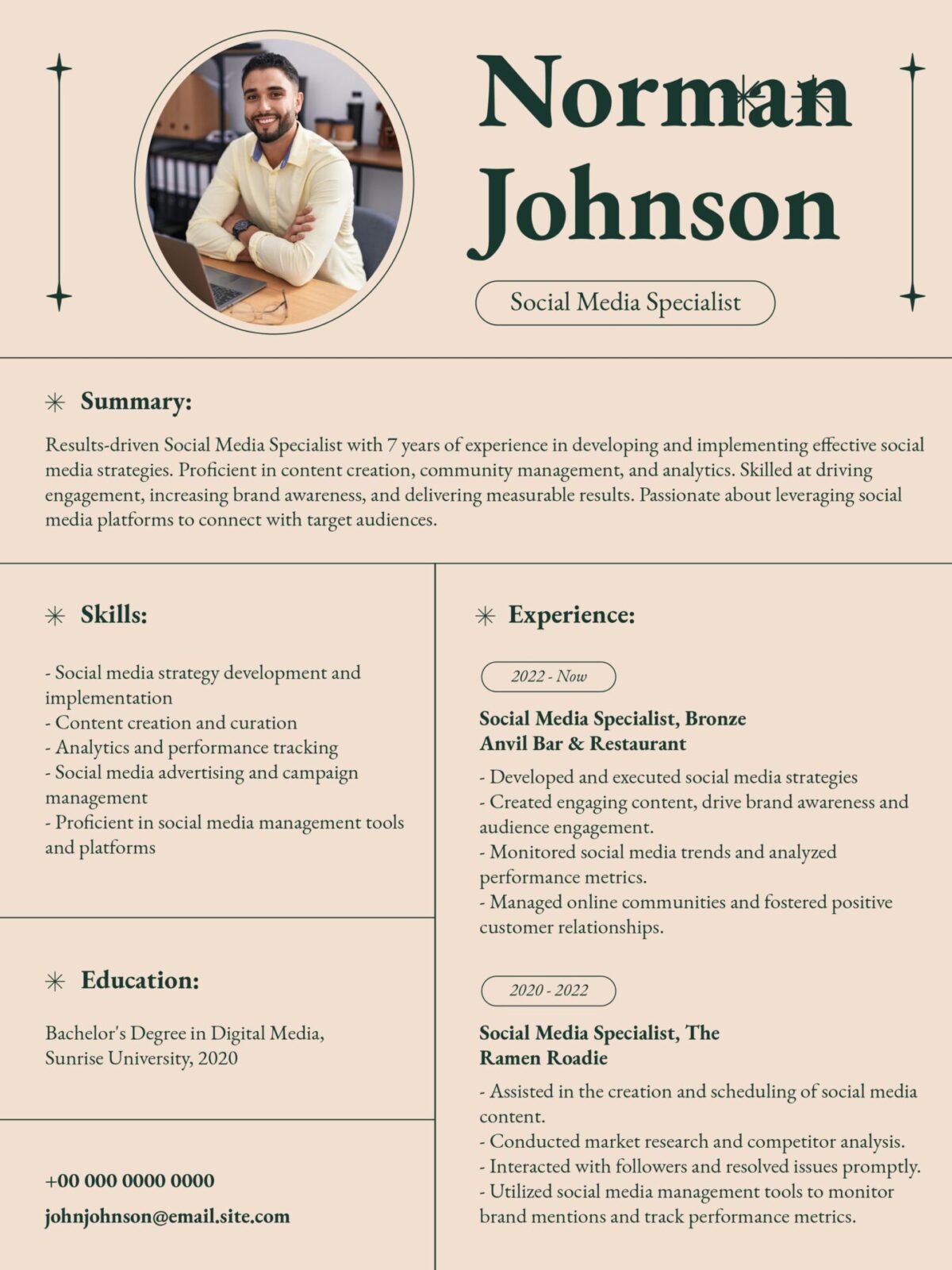 Social Media Specialist Resume Example