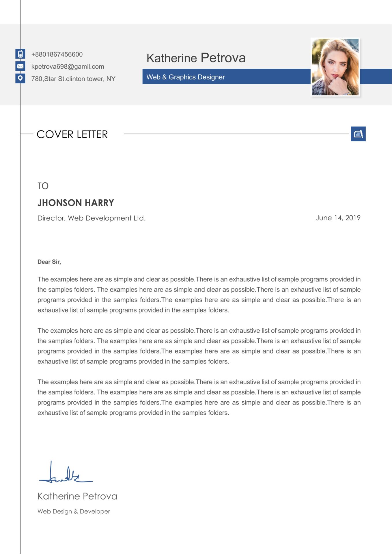 Web & Graphics Designer Resume Cover Letter