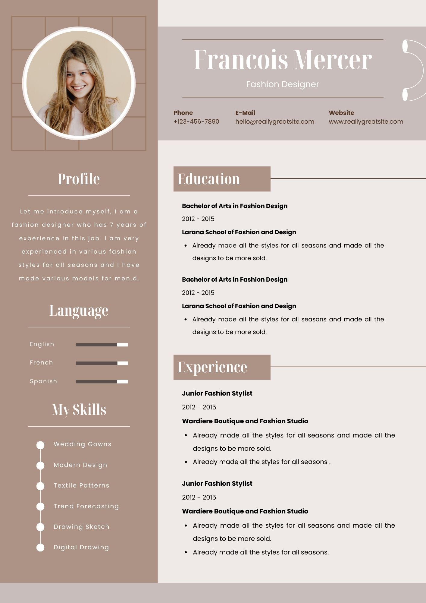 fashion resume